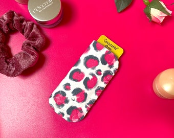 Pink Leopard Print Mini Pill Birth Control Case, Birth Control Pill Sleeve, Cerazette Mini Pill Case, Mini Pill Case - Size Small 5cm x 11cm