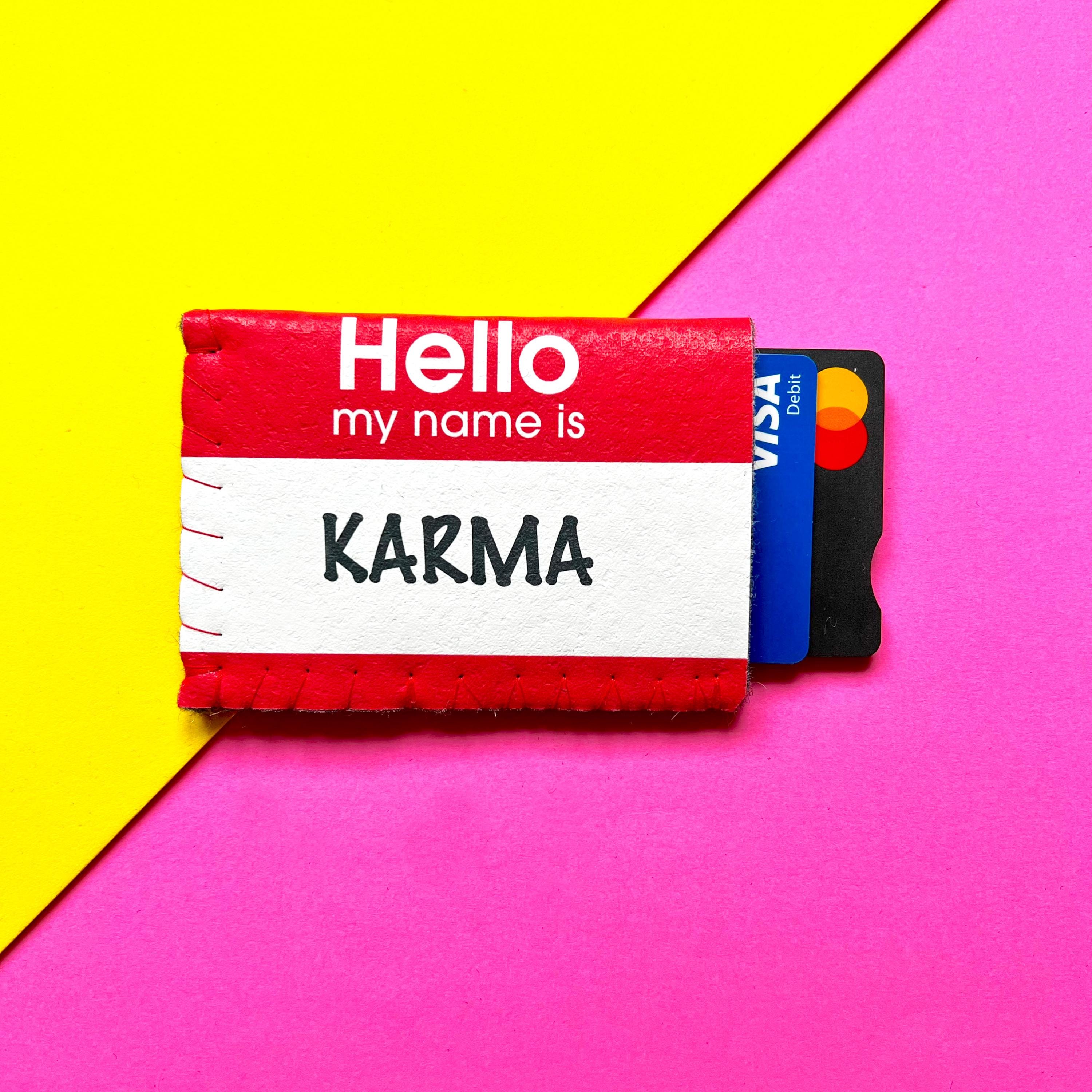 カードホルダー・名刺管理 HELLO my name is Hello My Name is Karma Card Holder, Funny Travel Pass Holder - Etsy