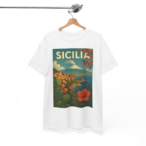 Sicily Sunset Tee - Unisex  Cotton Shirt, Relaxed Fit, Motivational Quote, Perfect for Travel Lovers, Gifts for Her/Him Sicily gift,sicily