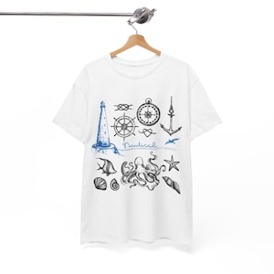 Nautical Anchor T-Shirt Maritime Symbols Design Anchor Shirt, Nautical Shirt, Beach Shirt, Summer Shirt, Men, beach t-shirt, Sailor gift,