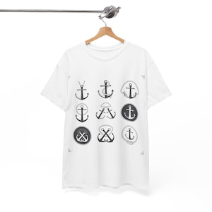 Nautical Anchor T-Shirt Maritime Symbols Design Anchor Shirt, Nautical Shirt, Beach Shirt, Summer Shirt, Men, beach t-shirt, Sailor gift,