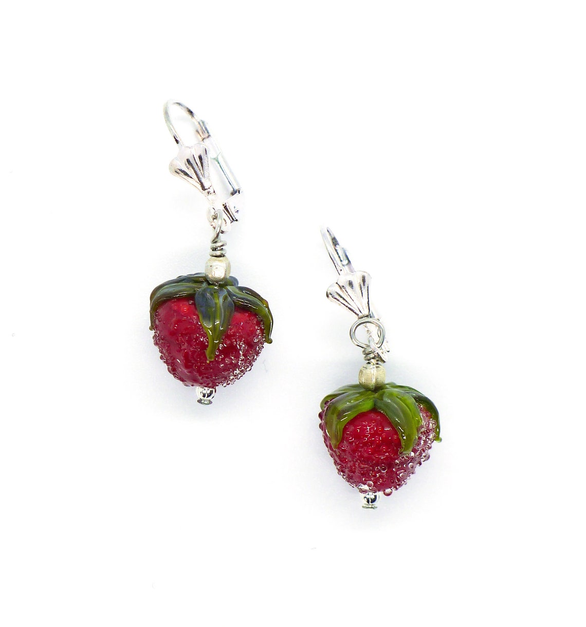 Sweet Strawberries // Murano Glass Strawberry Earrings W/ - Etsy