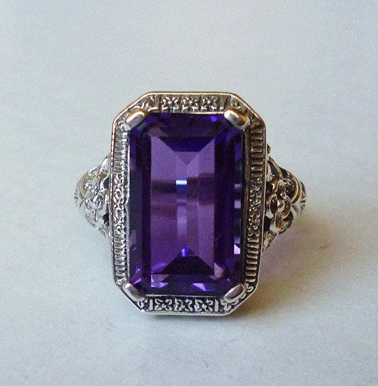 Stunning 6 Carat Amethyst Gemstone and Sterling Silver Antique - Etsy