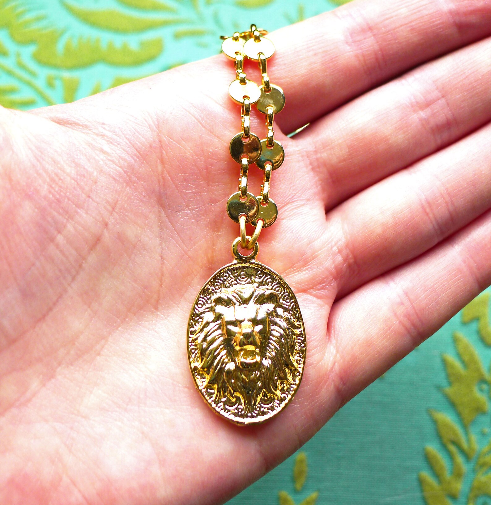 Lioness // Gold Plated Lion Medallion Layering Necklace Medal Etsy