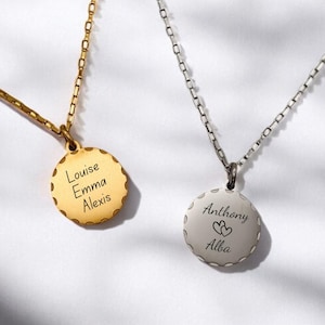 Customizable gold or silver necklace, personalized engraving, gift for her, Mother&#39;s Day, unique godmother gift, mom jewelry