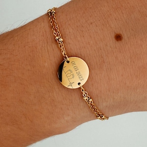 Personalized Bracelet and Medal to Engrave, Personalized Jewelry, Mother&#39;s Day Gift, Grandmother&#39;s Day Gift, Mom, Godmother Gift