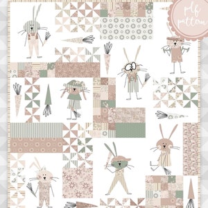 Instant Download: Funny Bunny. Hunny Bunny Fabric Collection image 1