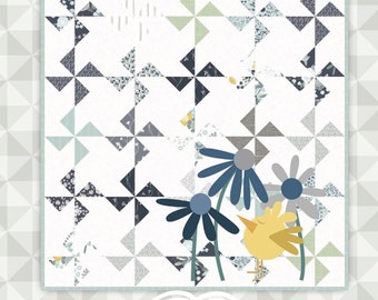 Instant Download: Oh, Henry!- an appliqué and pinwheel quilt pattern. Appliqué tutorial. Easy pinwheel quilt. Bird Quilt. Spring Quilt.