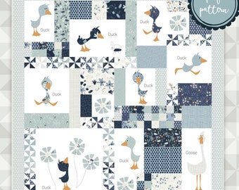 Instant Download: Duck Duck Goose Block of the Month 6-month project quilt pattern