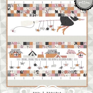 Instant Download: Toil & Trouble, a 3 month Block of the Month Halloween Quilt Pattern