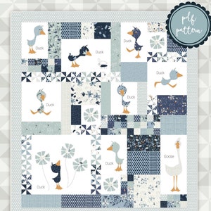 Instant Download: Duck Duck Goose Block of the Month 6-month project quilt pattern image 1