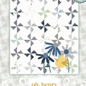 Instant Download: Oh, Henry!- an appliqué and pinwheel quilt pattern. Appliqué tutorial. Easy pinwheel quilt. Bird Quilt. Spring Quilt.