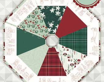 Instant Download: Noel Tree Skirt Pattern. Yuletide by meags & me.  Christmas Pattern Red work Tree Skirt. Quilt Tree Skirt . Embroidery