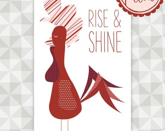 Instant Download- Wall Hanging Quilt Pattern. Rise and Shine Rooster Appliqué. Home Decor. Kitchen DIY.