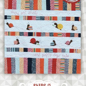 Instant Download: Snips & Snails-  A PDF quilt pattern. Applique Embroidery. Small Quilt. Baby Nursery Pattern. Jelly Roll. Strip quilt