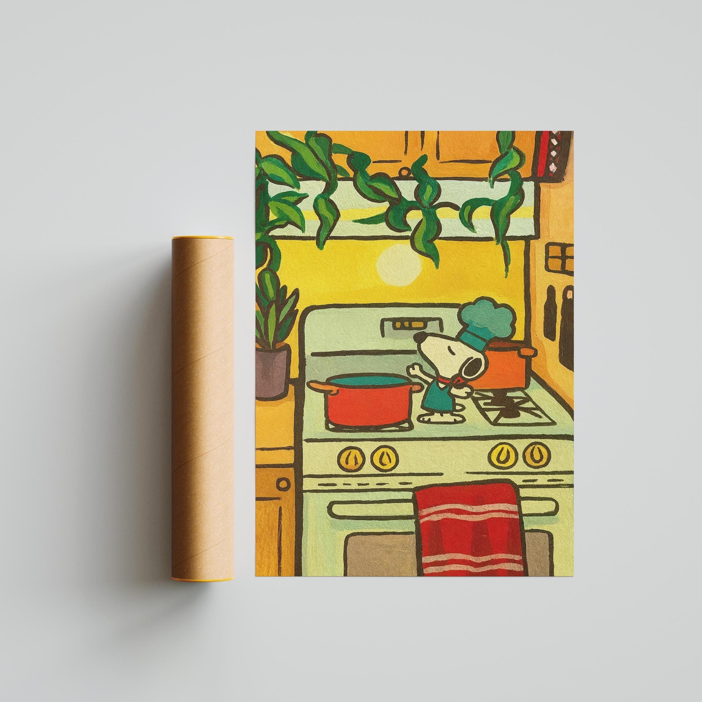 Snoopy Chef Poster | Cute Kitchen Wall Art | Whimsical Cooking Print ...