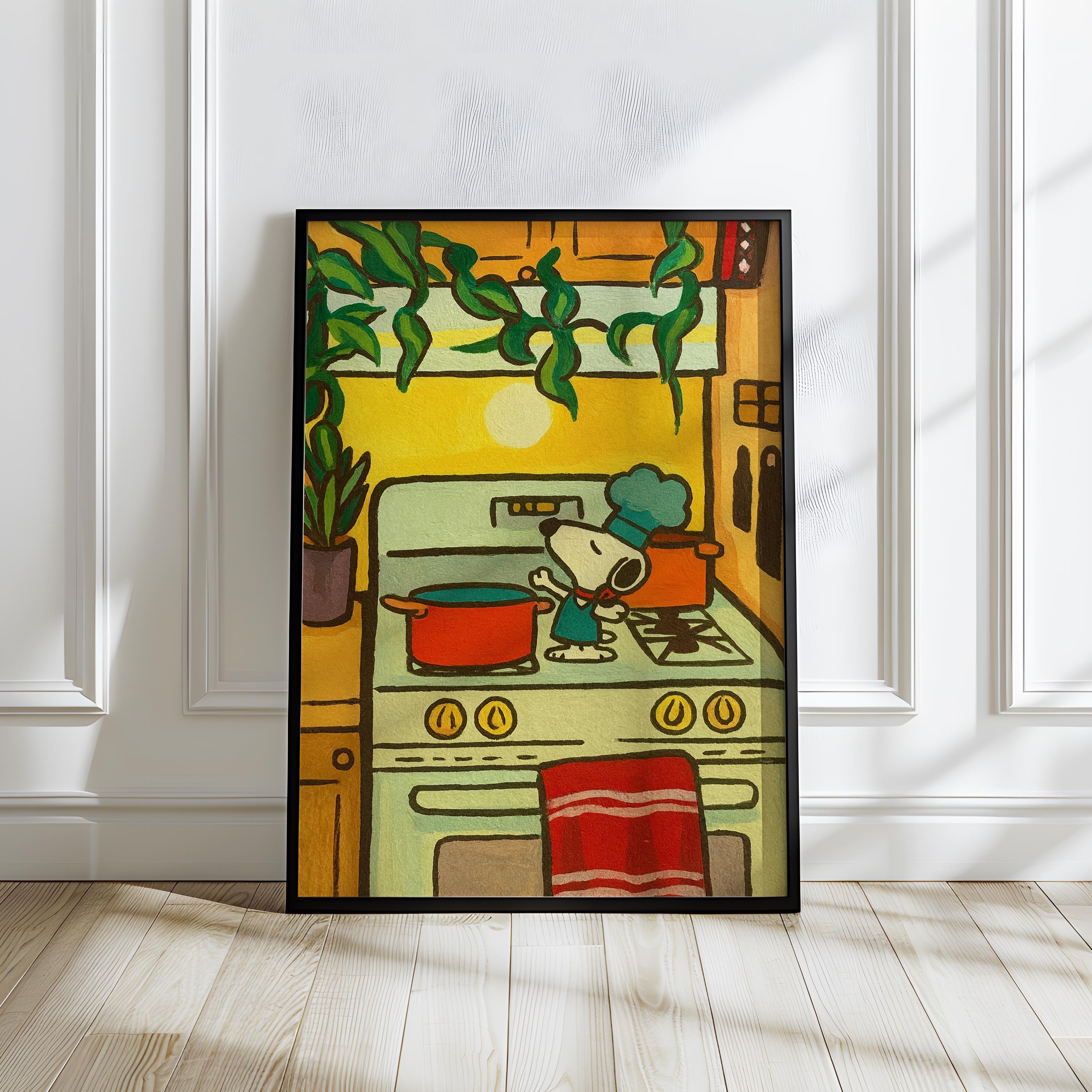 Snoopy Chef Poster | Cute Kitchen Wall Art | Whimsical Cooking Print ...