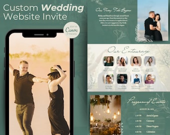 Custom Wedding Website Template, Editable Canva Invite with Garden Party Theme, Digital Floral Design, Personalized Layout, Instant Access