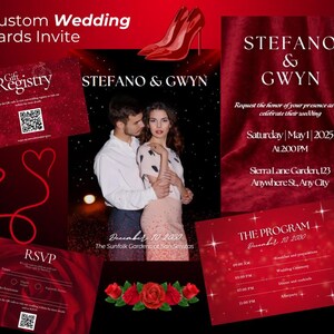 Modèle de carte de mariage luxe glamour, modèle modifiable sur toile pour une belle révélation de mariage, faire-part bricolage imprimable, téléchargement immédiat au format PDF