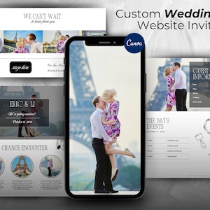 Personalized Wedding Website Template, Editable Canva Invite with RSVP Form, Minimal Style Wedding Evite, DIY Invitation, Instant Download