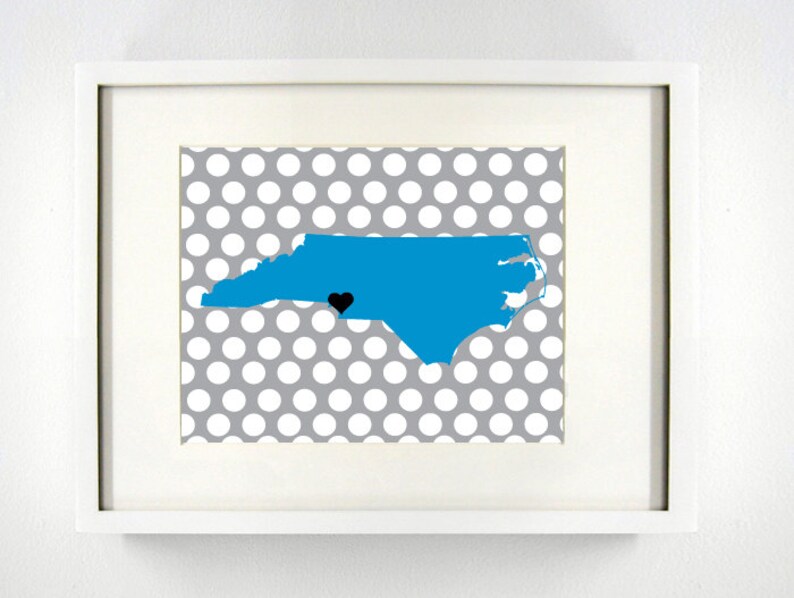 Charlotte North Carolina State Giclée Map Art Print 8x10 Etsy