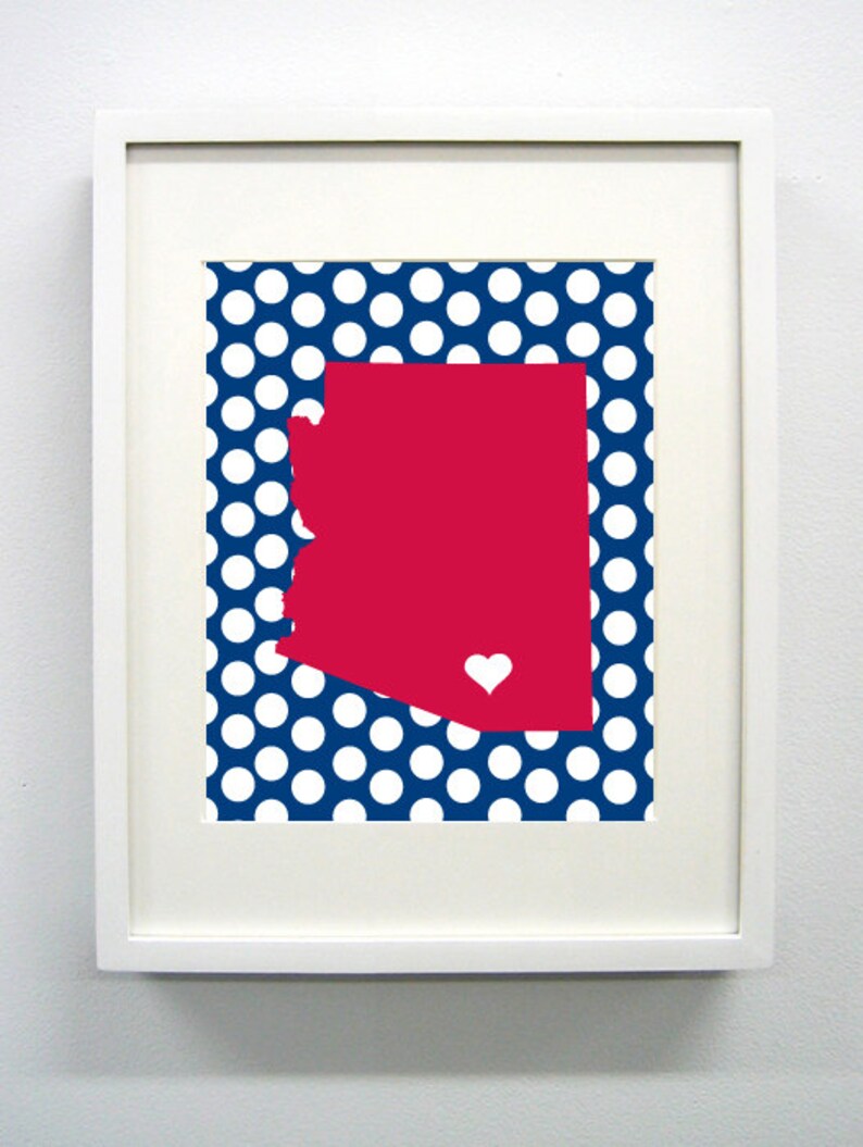 Tucson Arizona State Giclée Map Art Print 8x10 Etsy