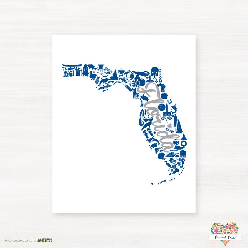 Jacksonville Florida Landmark State Giclée Print 8x10 Etsy