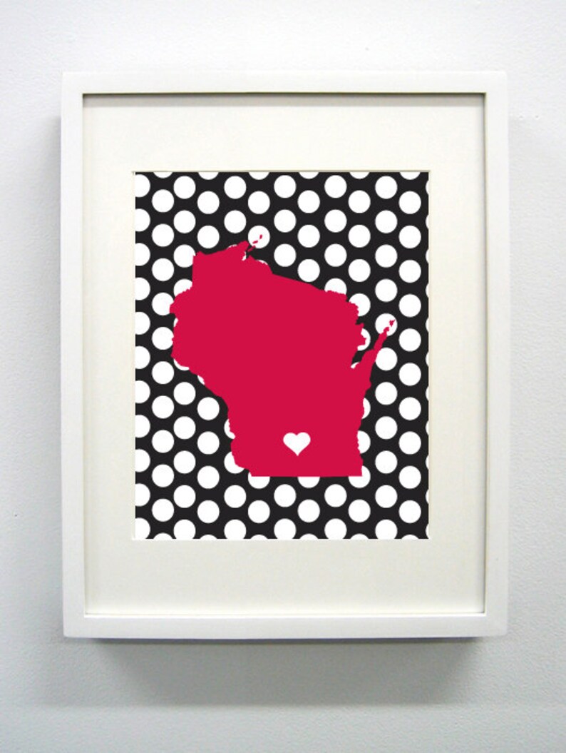 Madison Wisconsin State Giclée Map Art Print 8x10 Etsy