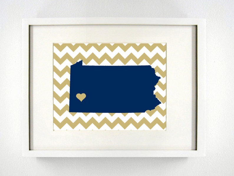 Graduation Gift Idea Pittsburgh Pennsylvania State Gicl\u00e9e Map Art Print Dorm Decor 8x10