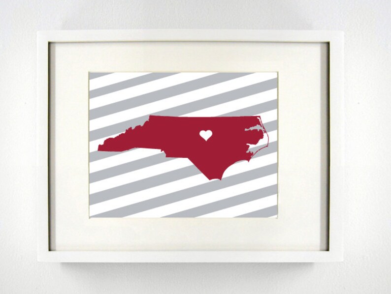 Raleigh North Carolina State Giclée Map Art Print 8x10 Etsy