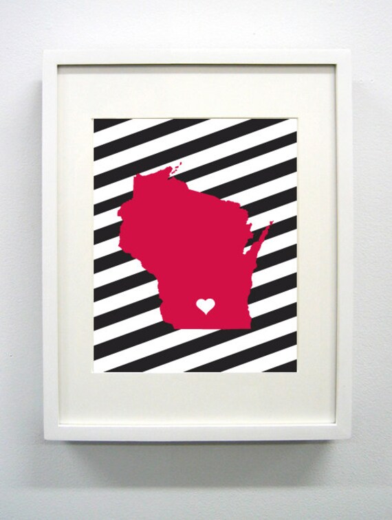 Madison Wisconsin State Giclée Map Art Print 8x10 Etsy