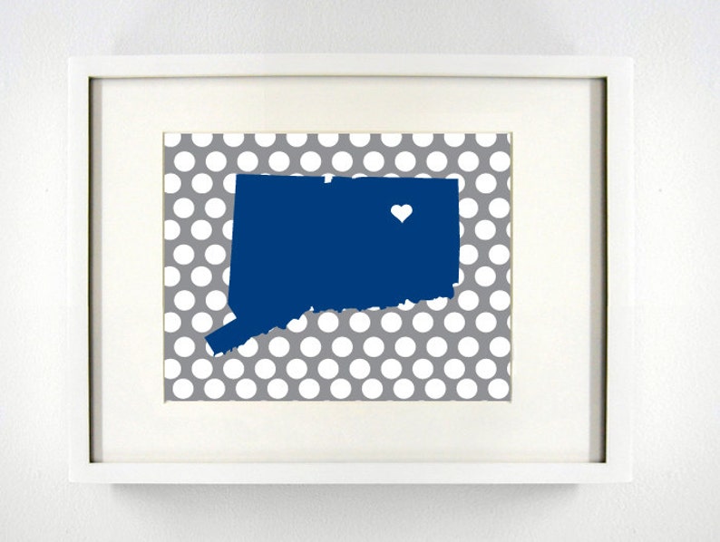Storrs Connecticut Giclée Map Art Print 8x10 Blue and | Etsy