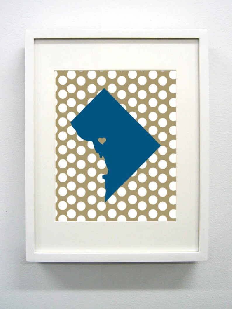 Washington DC Giclée Map Art Print 8x10 Graduation Gift Etsy