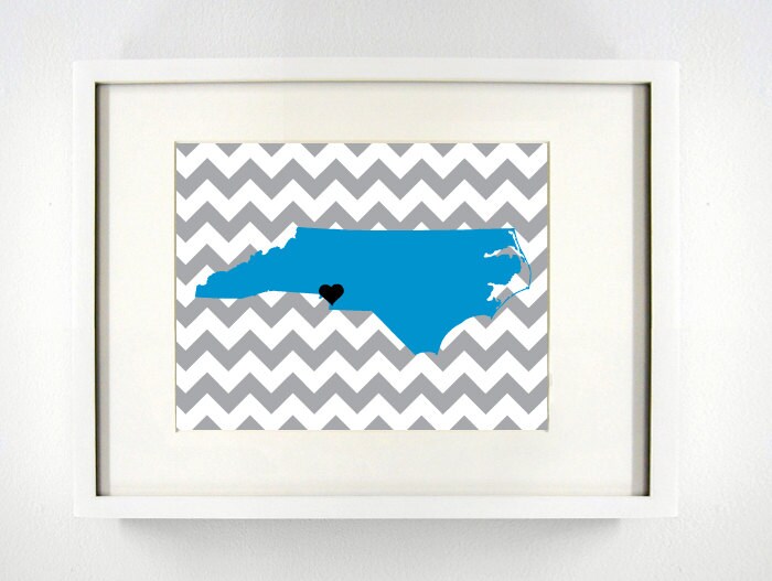 Charlotte North Carolina State Giclée Map Art Print 8x10 Etsy