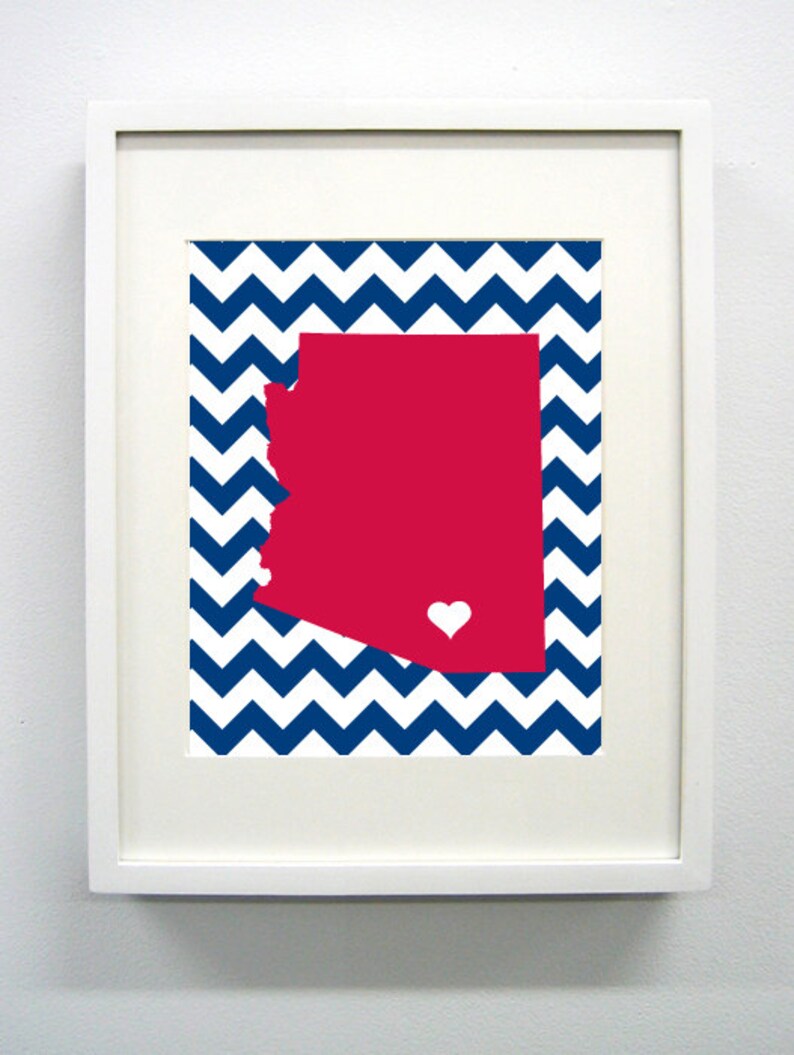 Tucson Arizona State Giclée Map Art Print 8x10 Etsy