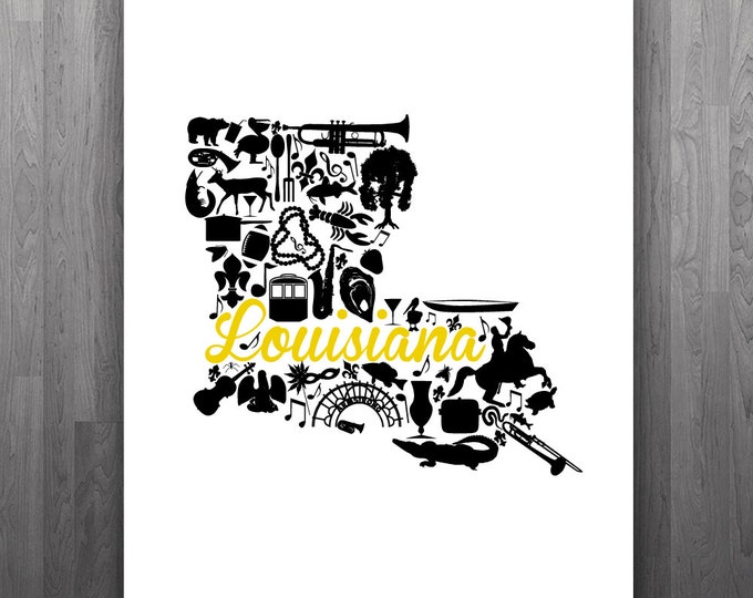 Grambling Louisiana Landmark State Giclée Map Art Print Etsy