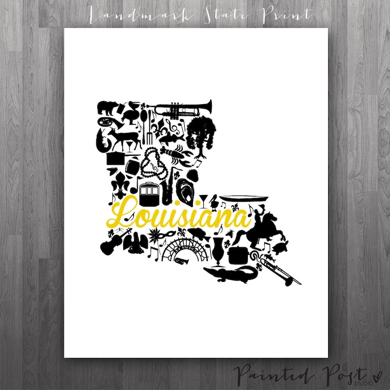 Grambling Louisiana Landmark State Giclée Map Art Print Etsy