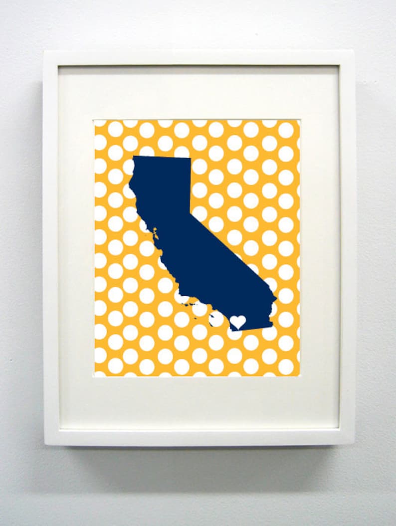 San Diego California State Giclée Map Art Print 8x10 Blue Etsy