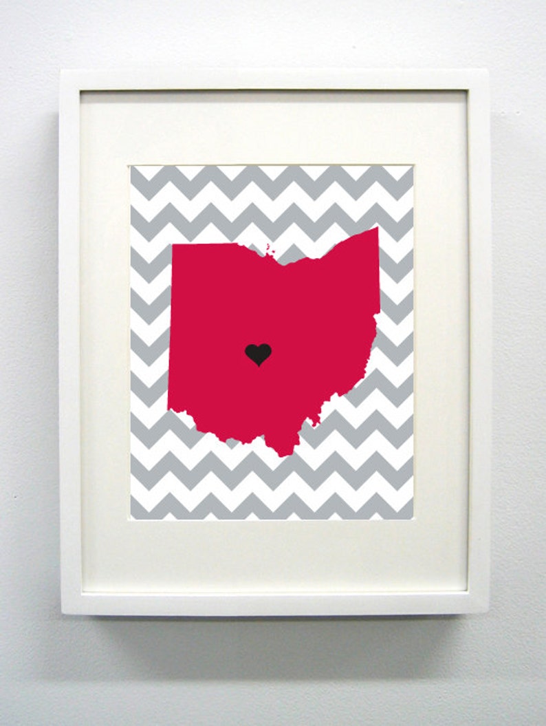 Columbus Ohio Landmark State Giclée Map Art Print 8x10 Etsy
