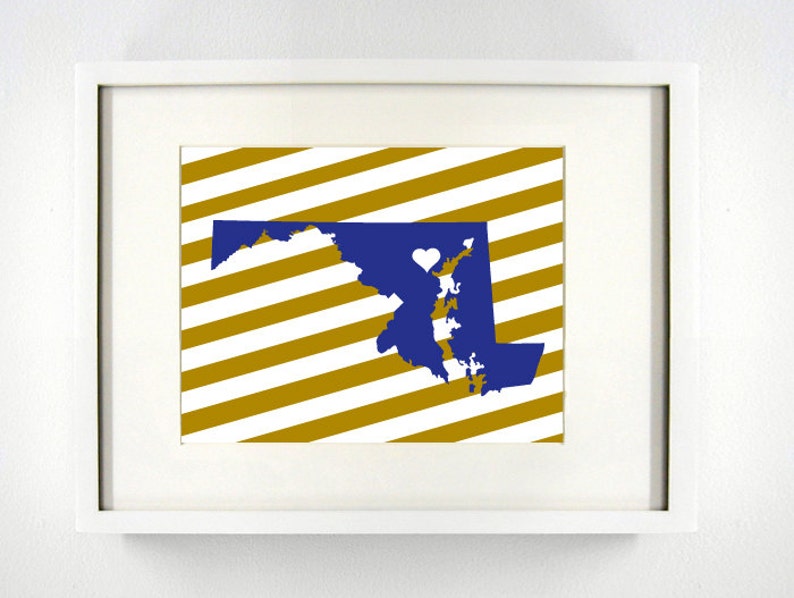 Baltimore Maryland Landmark State Giclée Map Art Print 8x10 Etsy