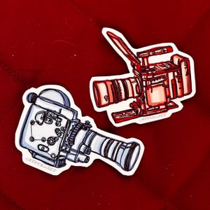 Ästhetische Kamera Aufkleber | 2er Pack glänzender Vinyl Vintage Film & Kinokamera | Geschenke für Filmemacher