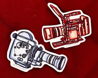 Vintage Kamera Sticker: Matte Vinyl Film & Kino 2-Pack