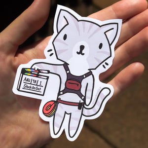 2nd AC Cat Sticker | Film Crew Cats Collection | Cute Matte Vinyl Stickers for Filmmakers