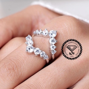 Pierścionek ślubny Enhancer z diamentami hodowanymi w laboratorium, unikatowy, brylantowy, kurtka, 2 TW, okrągły pierścionek ze złota 14K, pasujący pierścionek, obrączka ślubna, osłona na pierścionki damskie