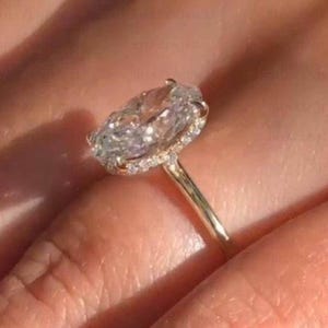 3 CT Oval Moissanite Engagement Ring Oval Hidden Halo Ring 14k Solid Gold Ring Oval Solitaire Ring Solitaire Wedding Ring Anniversary Ring