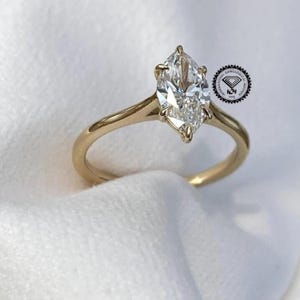 Vintage Engagement Ring, 1.50 CT Marquise Cut Lab Grown Diamond Ring, IGI Certified Lab Diamond Wedding Ring Personalized Gift For Your Love