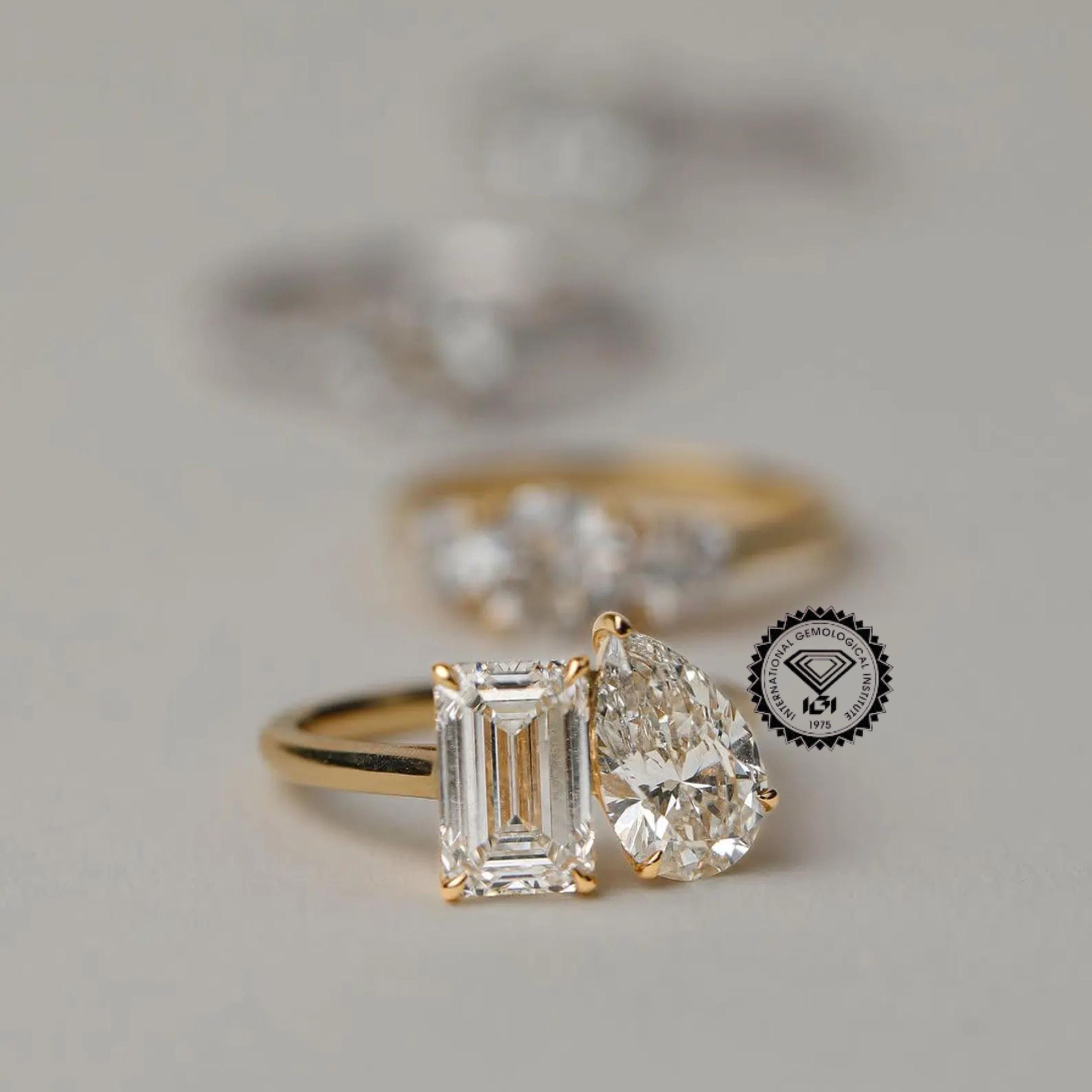 2.00ct E-VVS2ラディアントラボグロウンダイヤモンドソリティア婚約指輪