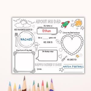 About My Dad Printable Coloring Page, Father's Day Gift, Dad Birthday ...