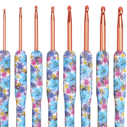 Crochet Hooks Rose Gold Tips Colorful Ergo Handle With - Etsy