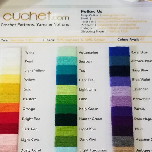 Real Yarn Chart Bamboo/cotton Yarn Includes 47 Colors Etsy